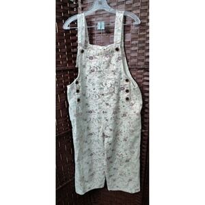 Easel Floral Jean Bib Overalls M Crop Wide Leg Cottagecore Cotton Boho Loose Fit
